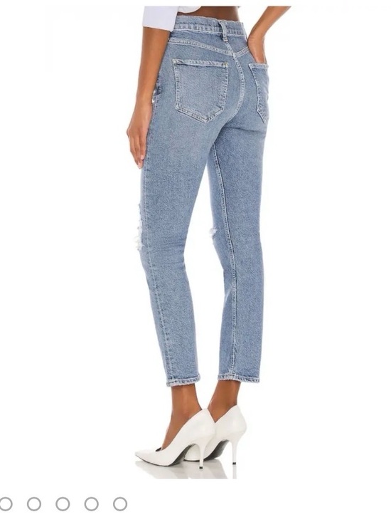 Agolde Light Blue Distressed Straight-Leg Jeans - Picture 2 of 7